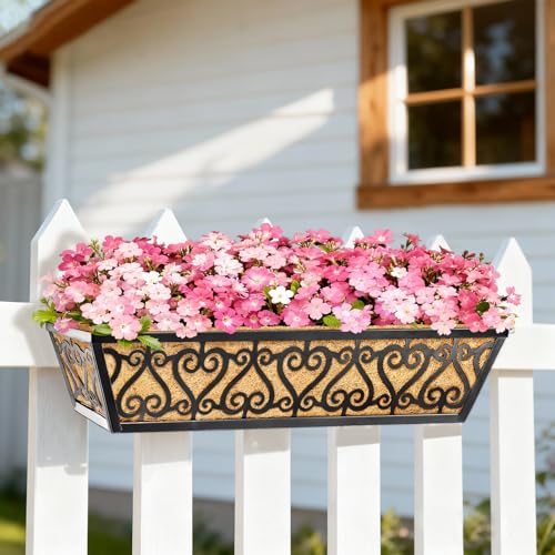2 Pack 30 Inch Deck Railing Planter Box - Window Boxes Planters with Adjustable Brackets Coco Liners Balcony Planters Railing Hanging for Window Flower Boxes Outdoor Garden Decor - size: 30 Inch
