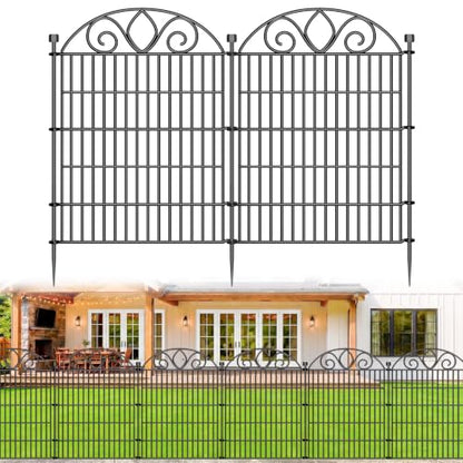 No Dig Garden Fence Outdoor for Yard, 10 Panels - size: 34 in(H) X 22 ft(L)