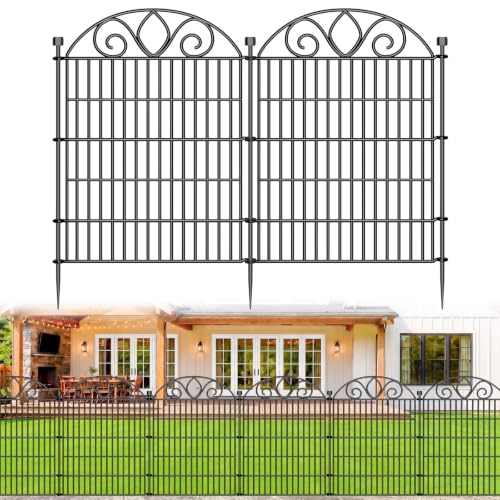 No Dig Garden Fence Outdoor for Yard, 10 Panels - size: 34 in(H) X 22 ft(L)