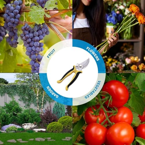 Pruning Shears for Gardening Stainless Steel Garden Hand Shears Heavy Duty Professional Bypass Pruner Hand Shears Yellow - color: Yellow