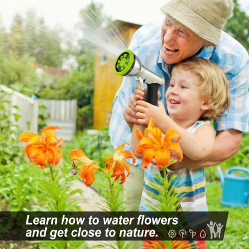 Garden Hose Nozzles,9 Spray Patterns Heavy Duty Metal Hose Sprayer Nozzle (Green) - color: Green