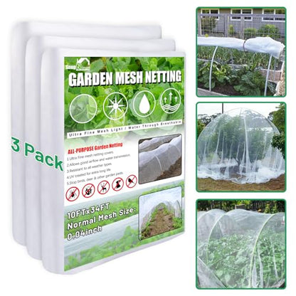 SnugNiture Garden Netting, Ultra Fine Mesh, 10x33 FT, White, 3 Pack - size: 10*33 (3pack)