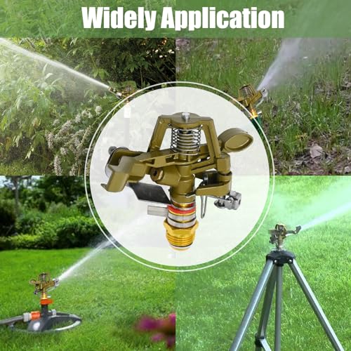 1/2 Inch Brass Impact Sprinkler with Nozzles Adjustable 0-360 Degree Coverage Pattern Heavy Duty Lawn Sprinkler Head for Yard Lawn Grass Patio Garden Irrigation (2Pcs) - size: 2Pcs