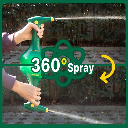 T TOVIA Electric Spray Bottle 1L, Battery Powered Plant Mister, 360 Degree Continuous Sprayer for Cleaning, Green