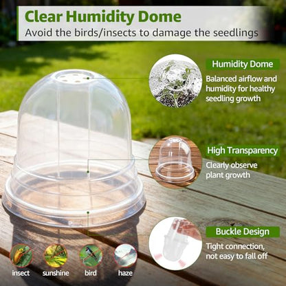 MIXC Clear Nursery Pots with Humidity Domes, 5/4/3.5 Inch 30 Pack - color: Transparent, size: 3.5/4/5 Inch-with Lid