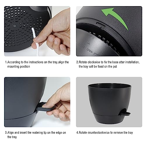UOUZ Large Self Watering Pots, 12/10/9 Plastic Planters with High Drainage Holes and Deep Reservoir for Indoor Outdoor Garden Plants and Flowers, Black - color: Black
