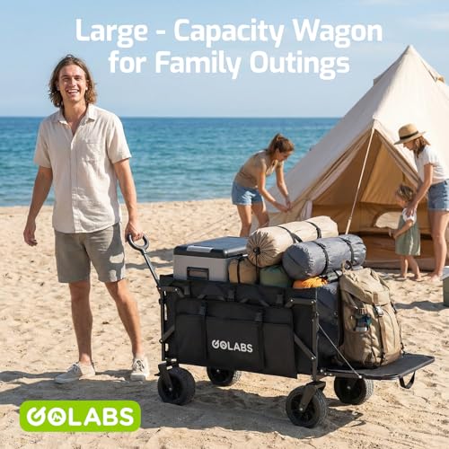 Golabs Collapsible Wagon Cart, 560lbs Load, 280L Heavy Duty Foldable Cart