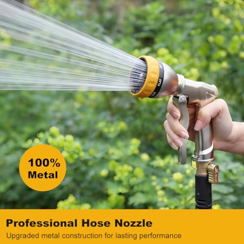 FANHAO Heavy Duty Metal Garden Hose Nozzle, High Pressure Sprayer Leakproof - color: Silver