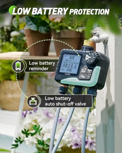 RAINPOINT 3 Zone Water Sprinkler Timer with Brass Inlet, IP65 Waterproof Hose Irrigation Timer, Rain Delay Manual Auto Watering System with Large LCD Display for Yard Lawn Garden, 2027 New Version - color: Light Grey