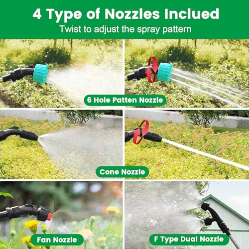Battery Powered Sprayer 2 Gallon, 2026 Upgrade Electric Sprayer with 3 Adjustable Speed, Battery Indicator, 4 Mist Nozzles, Rechargeable Retractable Wand with Adjustable Shoulder Strap for Lawn Garden - color: Green