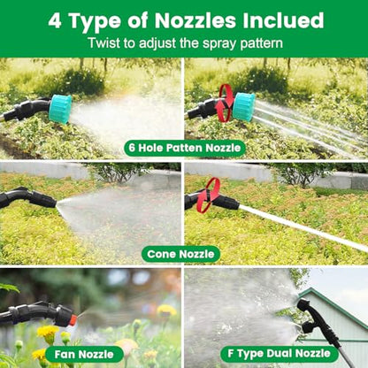 Battery Powered Sprayer 2 Gallon, 2026 Upgrade Electric Sprayer with 3 Adjustable Speed, Battery Indicator, 4 Mist Nozzles, Rechargeable Retractable Wand with Adjustable Shoulder Strap for Lawn Garden - color: Green
