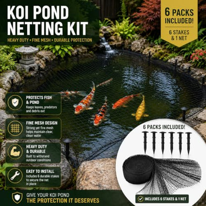 1ABOVE Pond Protection Kit With 6 pegs| Koi Pond Netting Kit Black Heavy Duty Woven Fine Mesh Net Cover for Leaves| Bird Protection Net| Leaf Net| Bird Repellent Net| Pond Cover Net (1, 3x4M)