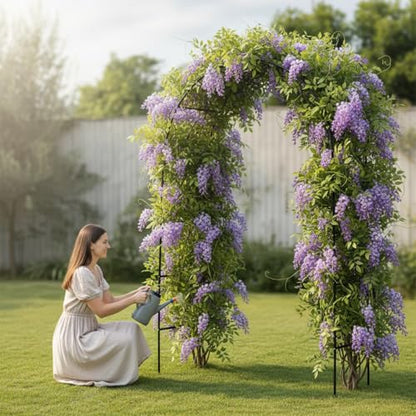 Thick Metal Garden Arch Rust-Proof Heavy Duty for Climbing Vines & Wedding - size: L