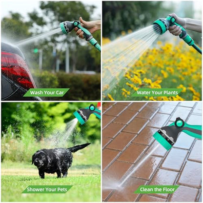 Garden Hose Nozzle, Hose Sprayer Nozzle with 10 Patterns & Thumb Control - color: Green