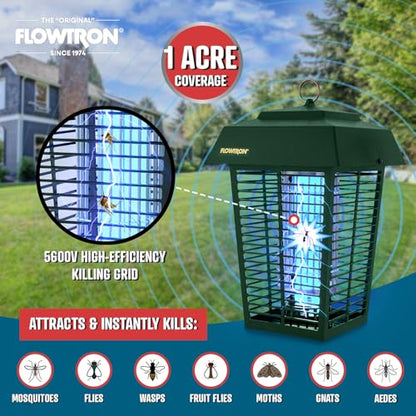 Flowtron Electric Bug Zapper, 1 Acre Outdoor, 40W UV, 5600V Zap, Green - color: Bush Green