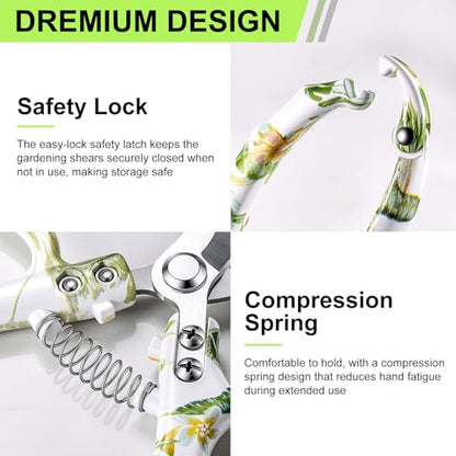 Garden Pruning Shears, Bypass Pruning Shears, Easy Lock, Floral Patterns, Professional Garden Clippers for Plants and Flowers - color: Bypass