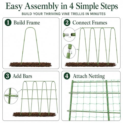 FOLLOOK Cucumber Trellis for Raised Garden Bed,63x48inch, Green - color: Green, size: 63x48inch