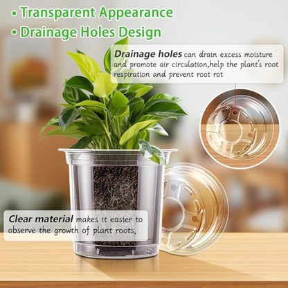 SupKing Clear Nursery Pots 5/4/3.5 Inch Plastic Seed Starter Plant Flower Pot with Drainage Holes for Transplanting Succulents Cuttings Seedlings 15 Labels (12Pcs) - size: 3.5/4/5 Inch