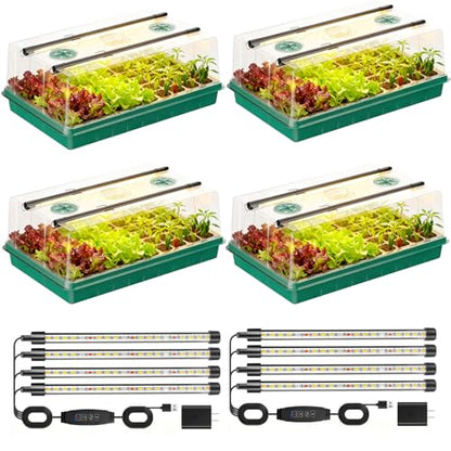 Seed Starter Trays with Grow Lights, Grow Lights for Seed Starting Kit, Timming Set, Indoor Plant Growing Kit for Gardeners, Germination Trays Kits, Gardening Gifts for Women, Mom Gifts (240 Cells) - size: 240 Cells