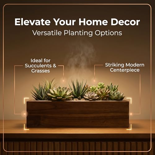 zaqro 17” Wooden Planter Boxes Set of 2 - Acacia Herb Planter Indoor
