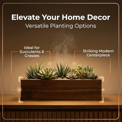 zaqro 17” Wooden Planter Boxes Set of 2 - Acacia Herb Planter Indoor