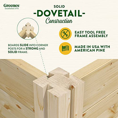 Greenes Fence Original Pine Raised Garden Bed, 4' x 8' x 7-10.5" - Made in USA with American Pine - size: 4' W x 8' L x 7-10.5" H