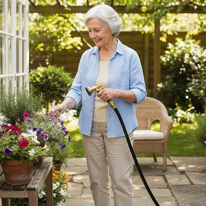 10FT PVC Hybrid Garden Hose, 5/8 in Black Hose, Brass Fittings - size: 10FT ( Male - Female )