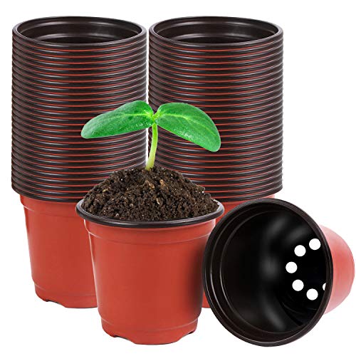 Augshy Plant Pots,40 Pcs 4" Plastic Plant Nursery Seed Starting Pots Nursery Pots for Succulent Seedling Cutting Transplanting - size: 4 Inch