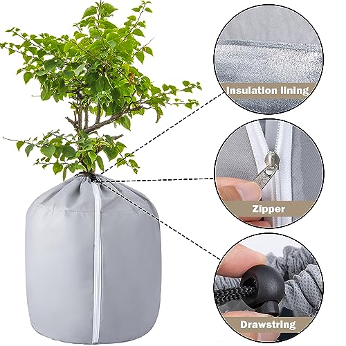 2 Pack Plant Winter Protection Pot, Anti-Frost Flower Pot Protective Bag - color: Grey-2 Pcs