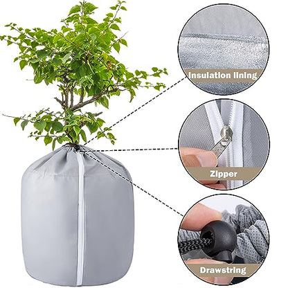 2 Pack Plant Winter Protection Pot, Anti-Frost Flower Pot Protective Bag - color: Grey-2 Pcs