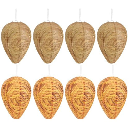 DECYOOL 8 Pack Paper Fake Wasp Nests Decoys for Yellow Jackets - color: Dark Brown, Orange