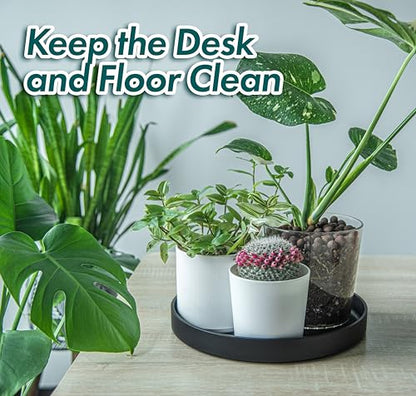 Phoenix Vine 12 Inch Plastic Plant Saucer Water Drip Tray, Heavy Sturdy Round Plant Drainage Tray for Indoors Outdoor, Set of 2, Matte Black, 21-TY-12B-2 - size: 12"