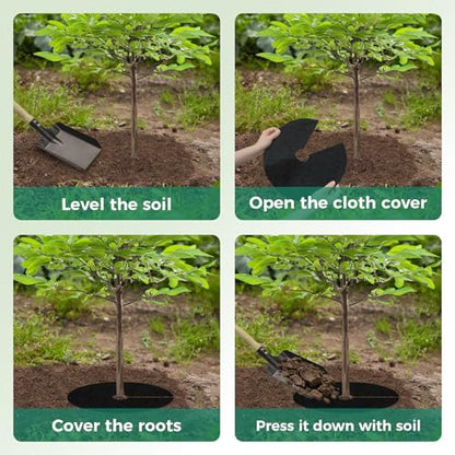 32.3 Inch 2 Pack Non-Woven Tree Mulch Ring for Weed Controlling - size: 32.28 inch