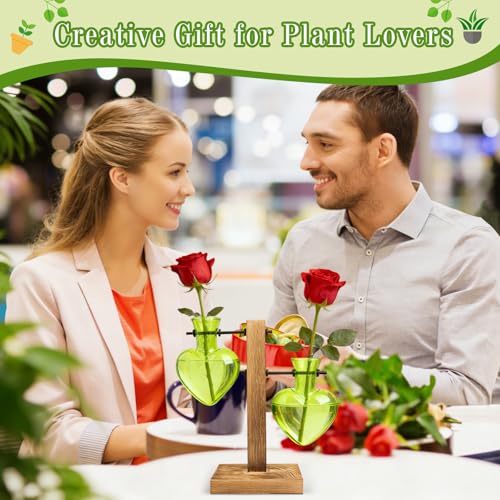 XXXFLOWER Plant Propagation Station Terrarium 2 Green Heart Shaped Vase - color: Green