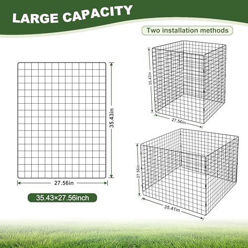Large Compost Bin Outdoor, Square Mesh Garden Wire Compost Bin for Stacking Leaves and Yard Waste Black 36X36X28 Inches - color: Black