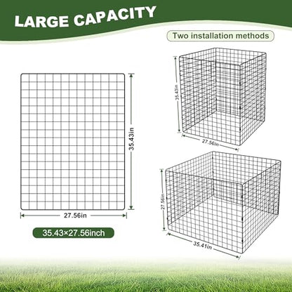 Large Compost Bin Outdoor, Square Mesh Garden Wire Compost Bin for Stacking Leaves and Yard Waste Black 36X36X28 Inches - color: Black