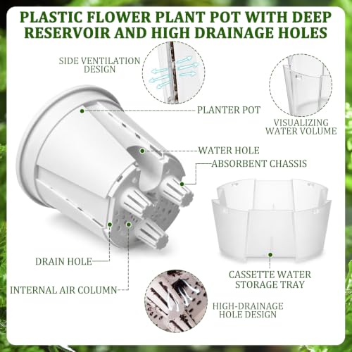 24 Pcs 4.72" Self Watering Pots for Indoor, White,Clear - color: White,clear