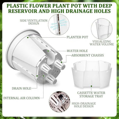 24 Pcs 4.72" Self Watering Pots for Indoor, White,Clear - color: White,clear