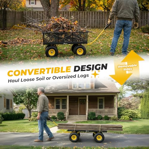 Sekey Steel Mesh Garden Cart, 600 lb Capacity, Removable Sides - color: Black, size: 600LBS