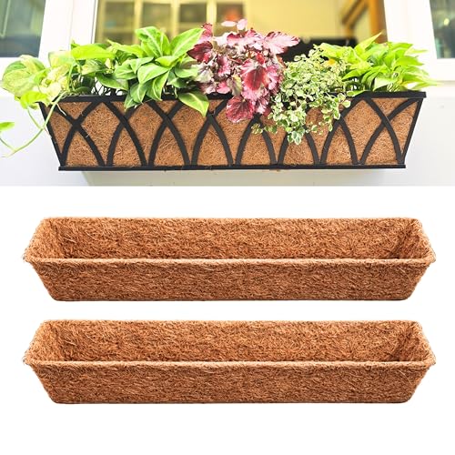 LaLaGreen 36" (2 Pack, Rectangular) Coco Liners for Window Box Planter–Extra Large Trough Coconut Coir Replacement for Hanging Basket, Flower Pot, Garden Outdoor Use–Multi Sizes Multiple Sizes&Shapes - size: 36'' x 2 pack