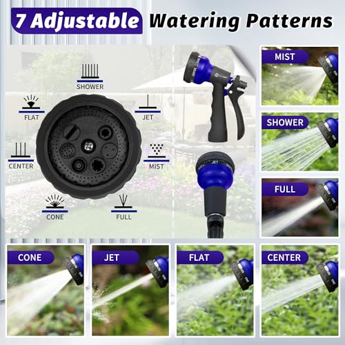 AUTOMAN Garden Hose Nozzle, 2 Pack Water Sprayer Nozzle with 7 Adjustable Watering Patterns,Slip Resistant Nozzle for Plants,Lawn,Washing Cars,Window Cleaning,Showering Pets & Outdoor Fun - color: Royal Blue-2 PACK