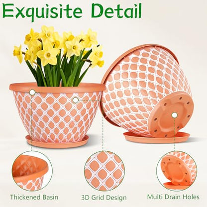 Nooulap 16 Inch Plant Pots, 4 Pack Large Flower Pots - color: Orange, size: 16 inch