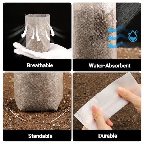 Plant Grow Bags, 400pcs Plant Nursery Bag 5.5 x6.3 Inches, Fabric Seedling Pots Non-Woven Pouch for Potato, Flower, Tomato Plant Starts & Clones, Fruit Protection Bags Home Gardening Supply - color: White, size: 5.5"x6.3"/Pack of 400