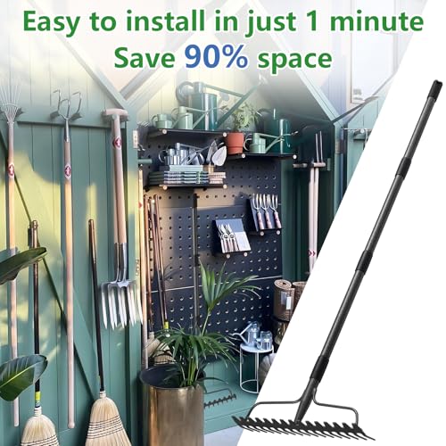 77 inch Bow Rake, 2-in-1 Metal Garden Lawn Rake for Weeding Digger Loosening Soil Raking Leaf Leveling Rocks Spreading Mulch Gravel 17 Tines Adjustable Garden RakeBow Rake - style: 77 inch