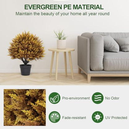 24" Fall Topiary Artificial Outdoor Plants, Faux Cedar Bushes & Shrubs - color: Golden Brown Cedar