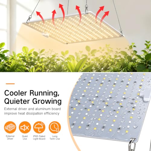 OUTON 100W LED Grow Light, Full Spectrum Dimmable Plant Light