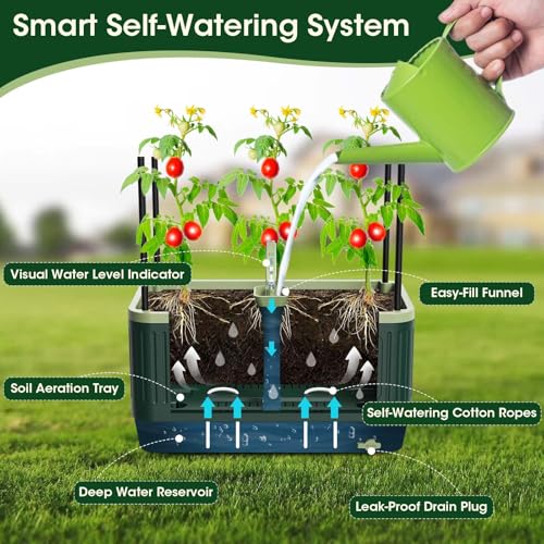 2 Pack 51" Self Watering Planter Box with Trellis, Tomato Planter Trellis for Raised Garden Bed, Tomato Cage with Visual Water Indicator, Indoor Outdoor Tomato Cages for Garden Patio - style: 2 Pack