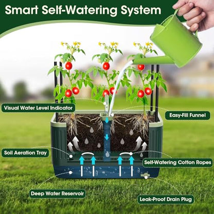 2 Pack 51" Self Watering Planter Box with Trellis, Tomato Planter Trellis for Raised Garden Bed, Tomato Cage with Visual Water Indicator, Indoor Outdoor Tomato Cages for Garden Patio - style: 2 Pack