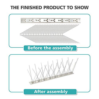 KKY Bird Spikes Stainless Steel Base, Metal Bird Repellent Nail Fence Kit, Can Be Used to Stop Pigeons and Other Small Birds, Covering 43.2 Feet 40 Packs. - size: 43.2 Feet
