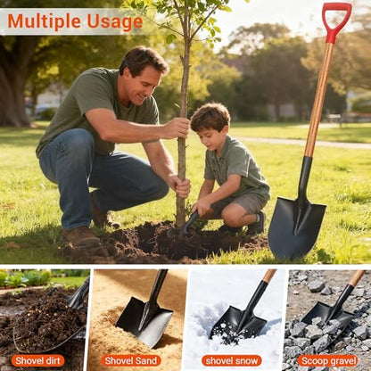41" Round Shovel, Car Snow Shovel, Garden Tool with D-Handle